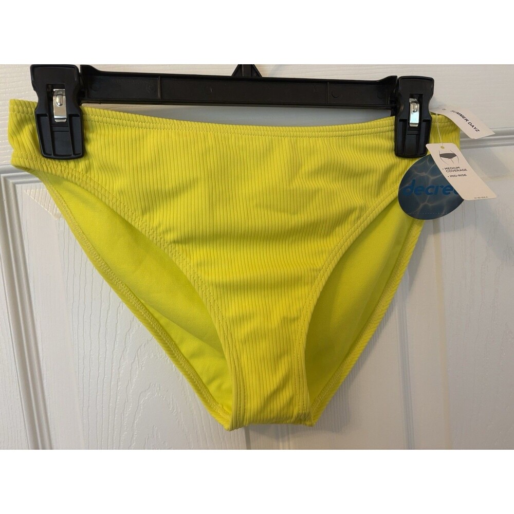 Decree Ribbed Swim Bottom Med Coverage Mid Rise STUNNING YELLOW Summer Dayz Sz S
